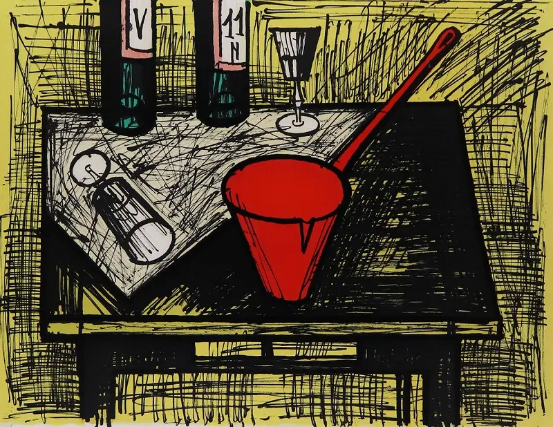 Still life with a red saucepan