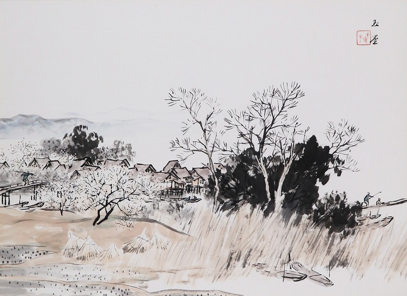 Clear Spring Morning at a Lakeside Village