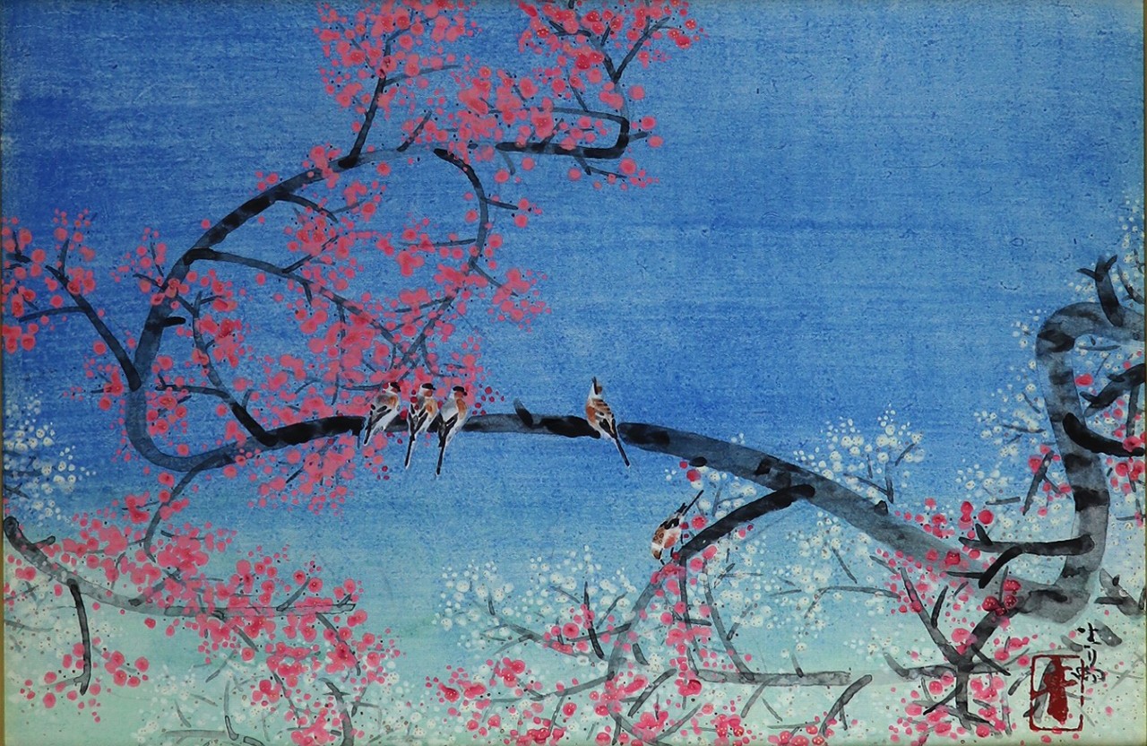 Red and White Plum Blossoms